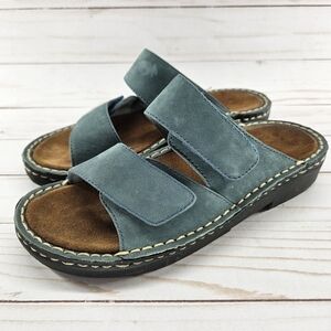Minnetonka Blue‎ Adjustable Double Strap Leather Sandals Size 6 Slip On